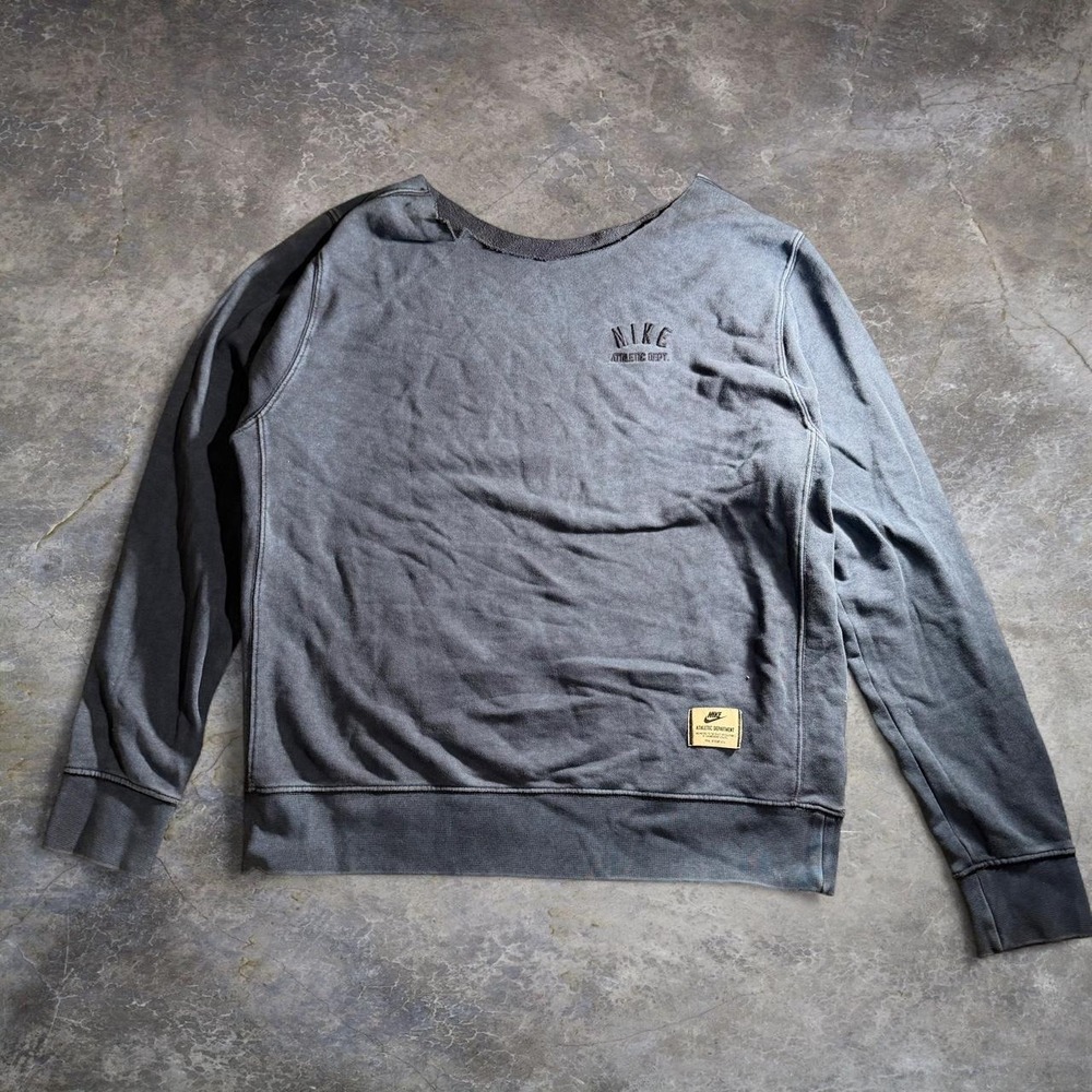 Nike Athletic Dept Navy Blue Crewneck Sweatshirt Cut Out Neck Women Large